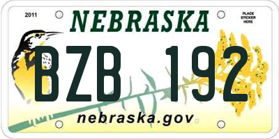 NE license plate BZB192