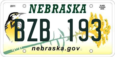 NE license plate BZB193