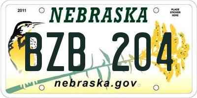NE license plate BZB204
