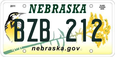 NE license plate BZB212
