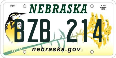 NE license plate BZB214
