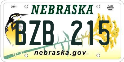 NE license plate BZB215
