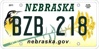 NE license plate BZB218