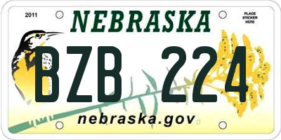 NE license plate BZB224