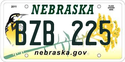 NE license plate BZB225