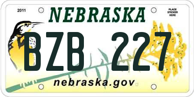 NE license plate BZB227