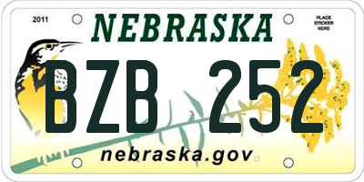 NE license plate BZB252