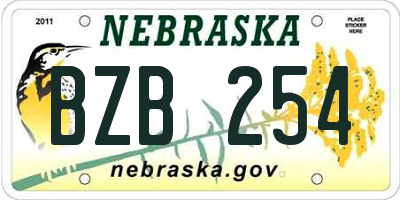 NE license plate BZB254