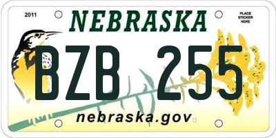 NE license plate BZB255