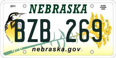 NE license plate BZB269