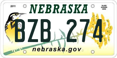NE license plate BZB274