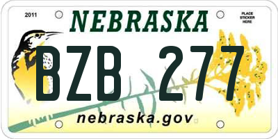 NE license plate BZB277