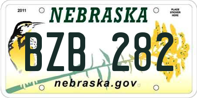 NE license plate BZB282