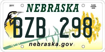 NE license plate BZB298