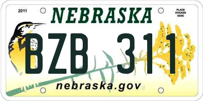 NE license plate BZB311