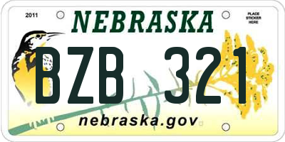 NE license plate BZB321