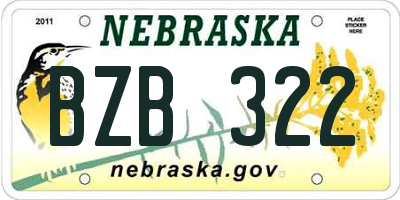 NE license plate BZB322