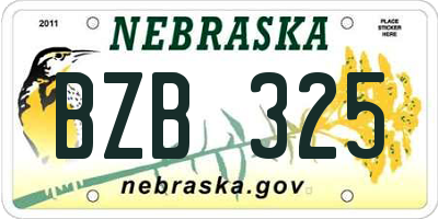 NE license plate BZB325