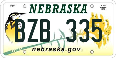 NE license plate BZB335