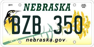 NE license plate BZB350
