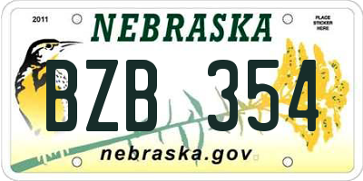 NE license plate BZB354