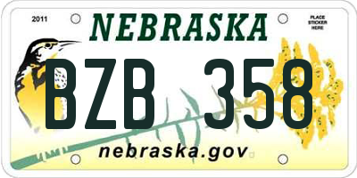 NE license plate BZB358