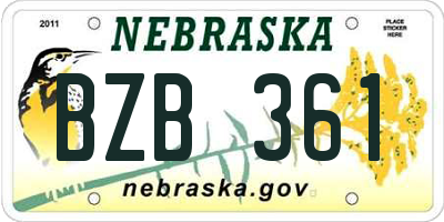 NE license plate BZB361