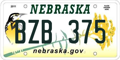 NE license plate BZB375
