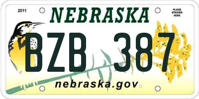 NE license plate BZB387