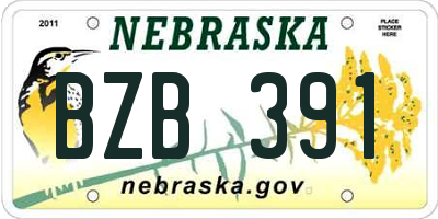 NE license plate BZB391