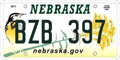 NE license plate BZB397