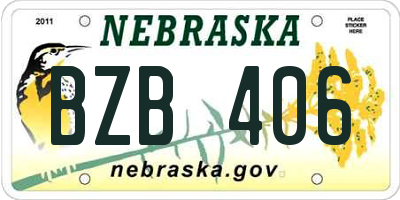 NE license plate BZB406