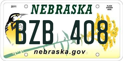 NE license plate BZB408