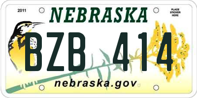 NE license plate BZB414