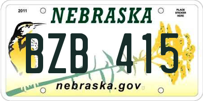 NE license plate BZB415