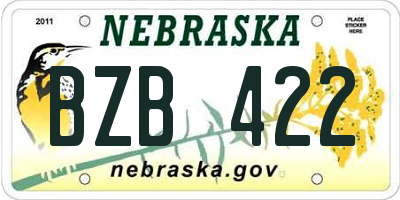 NE license plate BZB422