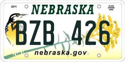 NE license plate BZB426