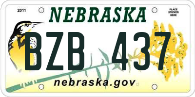 NE license plate BZB437