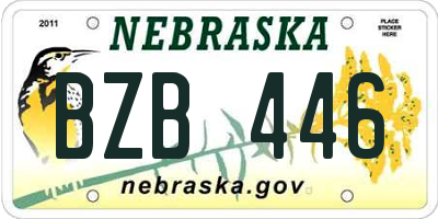 NE license plate BZB446