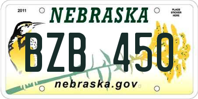 NE license plate BZB450