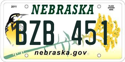 NE license plate BZB451