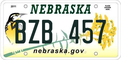 NE license plate BZB457