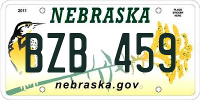 NE license plate BZB459
