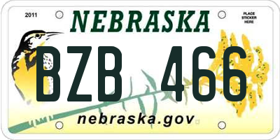 NE license plate BZB466