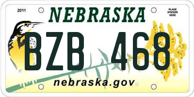 NE license plate BZB468