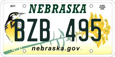 NE license plate BZB495