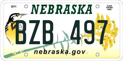 NE license plate BZB497