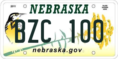 NE license plate BZC100