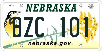 NE license plate BZC101