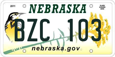 NE license plate BZC103
